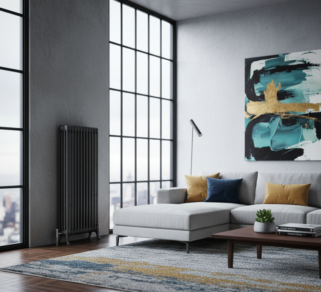 Image of a traditional cast iron column radiator linking to the Budget Radiators the dragonfly